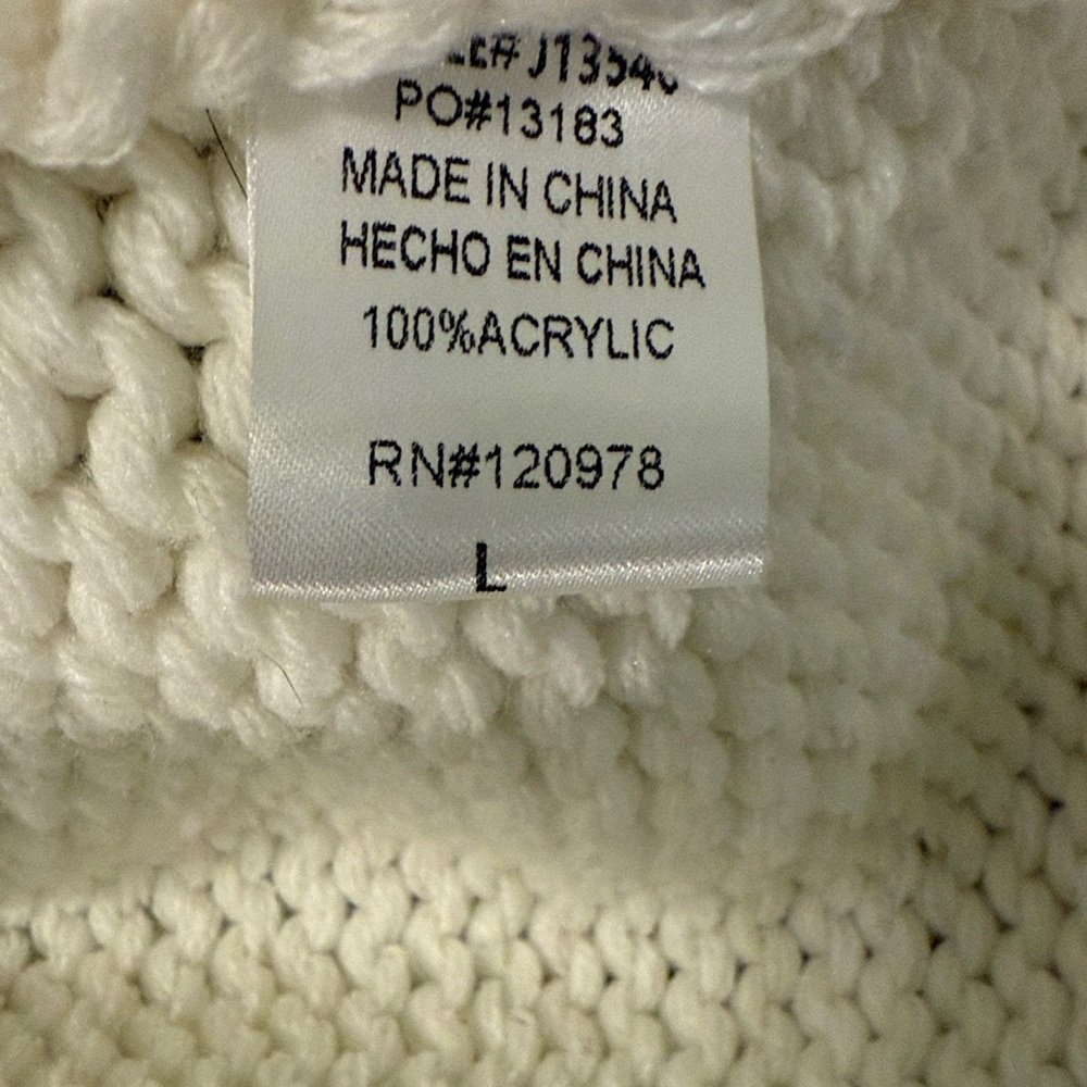 Entro Cream Cardigan with Red Heart on the back Sz L - Picture 8 of 9